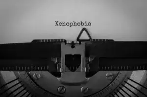 Text Xenophobia typed on retro typewriter,stock image